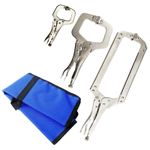 3pc Locking Welding Clamp Set Heavy Duty Steel Adjustable C-Clamps 6" 11" 18"
