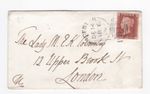 1856 QV 1d PENNY RED STAMP ON COVER WORCESTER SIDEWAYS DUPLEX TO LADY COVENTRY