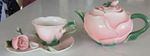 Floralis Vintage Teapot and Cup Spoon Flower Set Very Rare Hand Made Beautiful