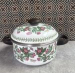 Portmeirion Botanic Garden Saucepan Cooking Pot Lidded Enamel 2 Handles