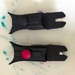 2x Black Pushchair/Pram Attachment Connector Clips with Release Buttons