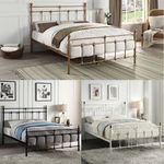 BAYFORD TRADITIONAL METAL BED FRAME - BLACK-BRASS-WHITE - SINGLE TO KING SIZE