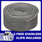 PVC HOSE Clear Flexible Reinforced Braided Tube Pipe & FREE STAINLESS HOSE CLIPS