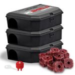 ROSHIELD - 3 PACK Mouse Poisoning Bait Box Kit | Single Feed 3 PACK, BLACK