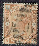 GREAT BRITAIN -  QUEEN VICTORIA 1876 8d orange very fine used cancelled - 44057