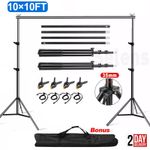 3× 3M Heavy Duty Photo Backdrop Stand Kit Large Background Photography Studio