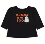 Baby girl Halloween Top Mummy is my boo Slogan - Black Long Sleeve Top 