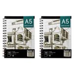 A5 Artist Sketch Book Pack of 2 Ring Bound Art Cartridge Paper 140GSM Paper
