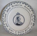 H & K QUEEN VICTORIA GOLDEN JUBILEE 1887 COMMEMORATIVE PLATE  chipped on back