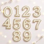 Pearl Patch Letters Gold Rhinestone Sparkle 4.6cm Number Patches Alphabet