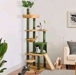 Green/Beige Cat Tree Activity Centre with Condo, Hammock, Ramp, New In Box