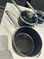 Ninja Non-Stick 3pc Aluminium Saucepan Set w/ Glass Lids Black Gas Induct