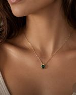 Solid 18ct Gold Emerald  Dainty Necklace