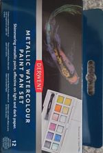 Derwent Metallic Watercolour Paint Pan Set - 12 half pans 