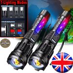 2Pcs Super Bright Flashlight 99000000LM LED Powerful Rechargeable Torch Zoomable
