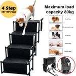 4 Stairs Folding Portable Dog Ramp Steps Car Boot Access Ladder for Pet Dog Cat