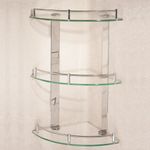 Bathroom Corner Glass Shelf Shower Wall Mounted Storage Caddy Rack 1/3 Tier Tray
