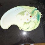 Franz Porcelain Floral Tray FZ00402 Green & White Daisy Ladybird Hand Painted