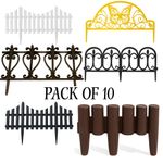 10PCS Lawn Border Edge Fence Plastic Wood Effect Garden Edging Picket