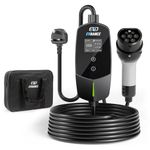 EV Charger Cable Type 2 to 3 Pin Plug, 6m Adjustable Current, Portable Charger –