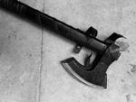 NewHandmade Carbon Steel Ragnar Axe with Leather Rapped Handle & Sheath Cover.