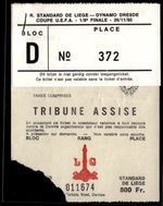 Ticket 1980 Standard de Liege vs. Dynamo Dresden Uefa Cup  44486