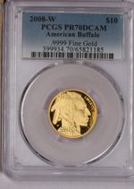 2008-W Gold Buffalo 1/4 oz. $10 PCGS PR70 Deep Cameo