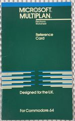 Microsoft Multiplan For The Commodore 64 Reference Card.