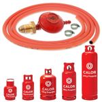 GAS BOTTLE PRESSURE REGULATOR 50mbar 3m ORANGE HOSE POL CALOR PROPANE CYLINDER