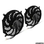 2X UNIVERSAL 12" 12V CURVED BLADE RADIATOR PERFORMANCE UPRATED RAD FANS KIT PAIR