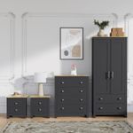 4 Piece Modern Bedroom Furniture Bedside Table Wardrobe Set Chest of Drawers