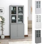 Modern Bookcase Display Storage Unit w/ Doors Adjustable Shelves for Home