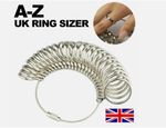 RING SIZER FINGER MEASURE GAUGE BRITISH UK A-Z SIZES FOR MEN & WOMEN REUSABLE