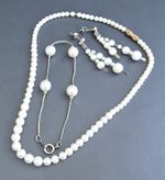 Vintage Faux Pearl Necklace Bracelet Jewelry Set