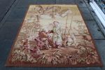 Vintage Hand Made French Design Original Wool Brown Aubusson Tapestry 192x143cm