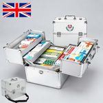 Large Aluminium First Aid Kit Lockable Medicine Storage Box Key Safe Box W/ Lock