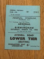 TICKET 1955/56 Arsenal v Birmingham City FA Cup - Green