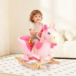 Pink Fairy Unicorn Rocking Horse for Toddlers 6 Months to 3 Years Wooden Qinaamq