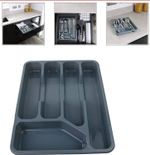 Plastic Cutlery Tray Drawer Organizer Rack Utensils Spoon Fork In 5 Compartment