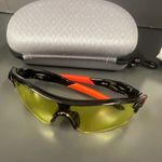 UVEX Wraparound Safety Glasses Black Frame Yellow Lens w/ Hard Case One Size