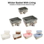 Wicker Storage Basket With Lining Season Greetings Gift Hamper In Sml,Med or Lrg