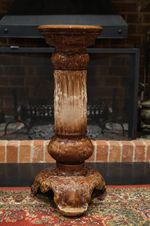 Large Victorian Majolica Pedestal Jardiniere Stand Brown Glaze c1880 72cm