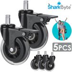 5x Replacement Roller Casters Home Office Swivel Chair Wheels + BRAKES 11mm Stem