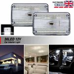2Pc Car Interior Light Ceiling Dome Reading Lamp White LED Universal 12V Vehicle