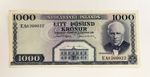 Vintage Icelandic 1000 Kronur Banknote P#46 1961 (1967-1980) *Rare