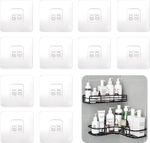12PCS Shower Caddy Adhesive Hooks, Replacement Strong Stickers Shower Hooks Wall