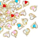 36Pcs 6 Colors 3D Heart Nail Charms Love Crystal Nail Diamond Alloy Nail Gems De