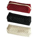 1x Polka Dot Pencil Case Zipper Pen Storage Bag Student Stationery Makeup Pouch