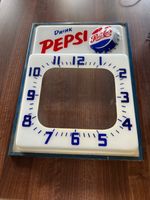 Vintage 1950s Pepsi Cola Illuminated Advertising Clock Sign Mid Restoration