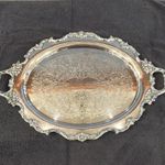 Wallace Silversmiths Rose Silver plate Oval Serving Tray/Platter w/ Handles